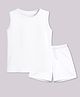 BLUSHES 100% Cotton Knit Sleeveless Solid Tee & Shorts Set - White