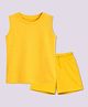 BLUSHES 100% Cotton Knit Sleeveless Solid Tee & Shorts Set - Yellow