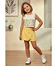 Lei-Chie Cotton Blend Woven Floral Embroidered Sleeveless Top & Skorts - Yellow