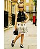 Lei-Chie Cotton Blend Woven Sleeveless Lace Embellished Top & Skirt - Black