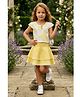 Lei-Chie Cotton Blend Woven Half Sleeves Floral Printed Top & Skirt Set - Yellow