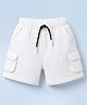 Rikidoos Cotton Woven Knee Length Solid Cargo Shorts - White