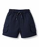 Rikidoos Cotton Woven Knee Length Solid Cargo Shorts - Navy Blue