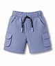 Rikidoos Cotton Woven Cargo Shorts Draw Cord Knee Length Solid Cargo Shorts - Light Blue