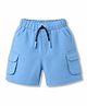 Rikidoos Cotton Woven Knee Length Solid Cargo Shorts - Light Blue