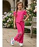 Lei-Chie Cotton Blend Woven Half Sleeves Solid Top & Pants - Pink