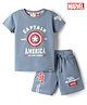 Ollypop Marvel Sinker Knit Half Sleeves T-Shirt & Shorts Set With Captain America Graphic - Blue
