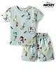 Ollypop Disney Sinker Knit Half Sleeves Co-Ords T-Shirt & Shorts Set With Mickey Mouse & Friends Graphic - Sea Green