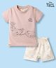 Ollypop Disney Sinker Knit Half Sleeves Winnie The Pooh & Friends Printed T-Shirt & Shorts Set - Pink