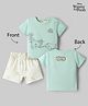 Ollypop Disney Sinker Knit Half Sleeves T-Shirt & Shorts Set With Winnie The Pooh & Friends Graphic - Sea Green