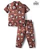 Ollypop Disney Sinker Knit Half Sleeves Mickey Mouse Printed Co-Ords Shirt & Pajama Night Suit -Brown
