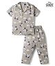 Ollypop Disney Sinker Knit Half Sleeves Mickey Mouse Printed Co-Ords Shirt & Pajama Night Suit -Grey