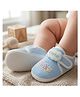 Neska Moda Cute Text Applique Detailed Velcro Closure Booties   - Blue