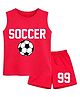 BLUSHES 100% Cotton Knit Sleeveless Football Printed Tee & Shorts Set - Red