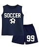 BLUSHES 100% Cotton Knit Sleeveless Football Printed Tee & Shorts Set - Navy Blue