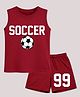 BLUSHES 100% Cotton Knit Sleeveless Football Printed Tee & Shorts Set - Maroon
