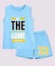 BLUSHES 100% Cotton Knit Sleeveless Let The Game Begin Text Printed Tee & Shorts Set - Aqua Blue