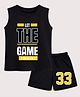 BLUSHES 100% Cotton Knit Sleeveless Let The Game Begin Text Printed Tee & Shorts Set - Black