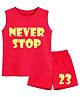 BLUSHES 100% Cotton Knit Sleeveless Lets Own It Text Printed Tee & Shorts Set - Navy Blue