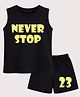 BLUSHES 100% Cotton Knit Sleeveless Never Stop Text Printed Tee & Shorts Set - Black
