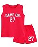 BLUSHES 100% Cotton Knit Sleeveless Game On Text Printed Tee & Shorts Set - Red