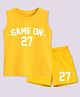 BLUSHES 100% Cotton Knit Sleeveless Game On Text Printed Tee & Shorts Set - Yellow