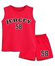 BLUSHES 100% Cotton Knit Sleeveless Jercey Text Printed Tee & Shorts Set - Red