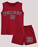 BLUSHES 100% Cotton Knit Sleeveless Jercey Text Printed Tee & Shorts Set - Maroon