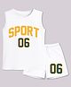 BLUSHES 100% Cotton Knit Sleeveless Sport Text Printed Tee & Shorts Set - White