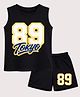 BLUSHES 100% Cotton Knit Sleeveless 89 Number Printed Tee & Shorts Set - Black