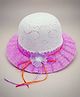 Trubliz Woven Floral Applique Detailed Hat - Dark Pink - Circumference 52-56 Cms
