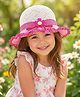 Trubliz Bow & Floral Applique Detailed Polka Dots Printed Hat - Dark Pink - Circumference 52-56 Cms