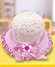 Trubliz Bow & Floral Applique Detailed Polka Dots Printed Hat - Light Pink - Circumference 52-56 Cms