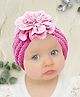 Trubliz Wool Woven Floral Applique Detailed Turban Cap - Pink - Circumference 43-46 Cms