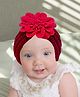 Trubliz Wool Woven Floral Applique Detailed Turban Cap - Red - Circumference 43-46 Cms