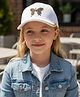 Trubliz Cotton Woven Butterfly Applique Detailed Stone Embellished Baseball Cap - White - Circumference 50-57 Cms