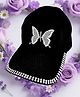 Trubliz Cotton Woven Butterfly Applique Detailed Stone Embellished Baseball Cap - Black - Circumference 50-57 Cms