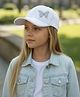 Trubliz Cotton Woven Butterfly Applique Detailed Stone Embellished Baseball Cap - White - Circumference 50-57 Cms