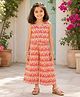 The Magic Wand Woven Sleeveless Chevron Printed Coordinating Top & Pants Set - Orange