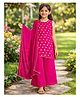 Bolly Lounge Georgette Woven Sleeveless Dots Printed Kurti & Palazzo With Dupatta Set - Pink