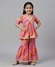 Bolly Lounge Cotton Blend Woven Half Sleeves Leheriya Printed Kurti & Sharara Set - Multi Colour