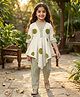 Bolly Lounge Cotton Blend Woven Three Fourth Sleeves Polka Dots Printed Kurti & Pants Set - Green