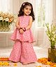 Bolly Lounge Cotton Blend Woven Sleeveless Floral Printed Kurti & Sharara Set - Light Pink