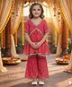 Bolly Lounge Cotton Blend Woven Half Sleeves Bandhani Printed Lace Embellished Kurti & Sharara Set - Pink