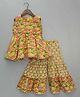 Bolly Lounge Cotton Blend Woven Sleeveless Floral Printed Kurti & Sharara Set - Yellow