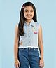 Barbie by Tiny Girl Woven Mattel Featuring Sleeveless Barbie Patch Detailed & Printed Jacket - Light Blue