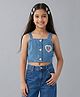Barbie by Tiny Girl Cotton Woven  Mattel Featuring Sleeveless Barbie Logo Printed Top - Light Blue