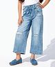 Tiny Girl Denim Woven Girl Text Embroidered Washed & Distressed Jeans - Light Blue