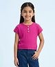 Tiny Girl Woven Half Sleeves Floral Applique Detailed Top - Pink