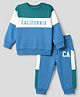 Babyhug Terry Knit Full Sleeves T-shirt & Joggers Set With California Text Print - White